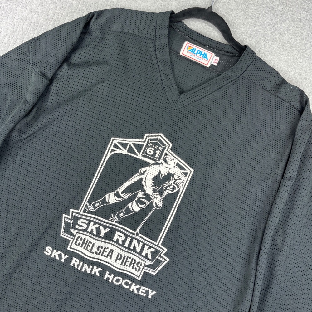 Vintage Alpha Sportswear Hockey Jersey Men XXL Sky Rink Chelsea Piers Mesh NYC